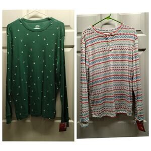 Wondershop NWT Mens Medium Set of 2 Pajama Shirts Polar Bears Skiing & Fair Isle